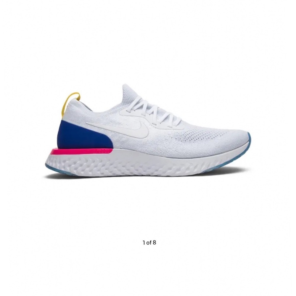 Nike Epic React Flyknit Mens Running Shoes White Blue Pink sneakers size 12.5